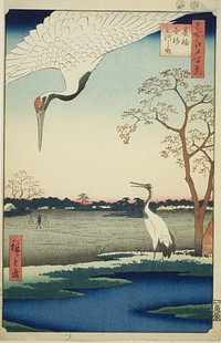 Minowa, Kanasugi, Mikawashima, from the series “One Hundred Famous Views of Edo (Meisho Edo hyakkei)” by Utagawa Hiroshige