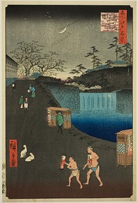 Aoi Slope, Outside Tora Gate (Toranomon-soto Aoizaka), from the series "One Hundred Famous Views of Edo (Meisho Edo hyakkei)" by Utagawa Hiroshige