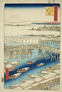 Clear Weather After Snow at Nihon Bridge (Nihonbashi yukibare), from the series "One Hundred Famous Views of Edo (Meisho Edo hyakkei)" by Utagawa Hiroshige
