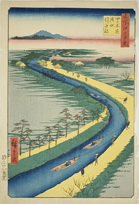 Towboats along the Yotsugidori Canal (Yotsugidori yosui hikifune), from the series “One Hundred Famous Views of Edo (Meisho Edo hyakkei)” by Utagawa Hiroshige