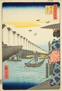 Yoroi Ferry, Koami-cho (Yoroi no watashi Koami-cho), from the series “One Hundred Famous Views of Edo (Meisho Edo hyakkei)” by Utagawa Hiroshige