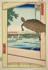 Mannen Bridge, Fukagawa (Fukagawa Mannenbashi), from the series "One Hundred Famous Views of Edo (Meisho Edo hyakkei)" by Utagawa Hiroshige