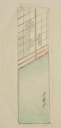 Envelope of woman behind sliding screens by Utagawa Hiroshige