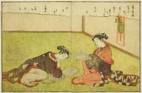 Double-page Illustration from Vol. 1 of "Picture Book of Spring Brocades (Ehon haru no nishiki)" by Suzuki Harunobu