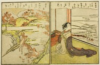 Pages from Vol. 1 and 2 of "Picture Book of Spring Brocades (Ehon haru no nishiki)" by Suzuki Harunobu