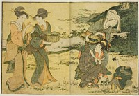 Gathering Spring Herbs, from the illustrated book "Picture Book: Flowers of the Four Seasons (Ehon shiki no hana)," vol. 1 by Kitagawa Utamaro