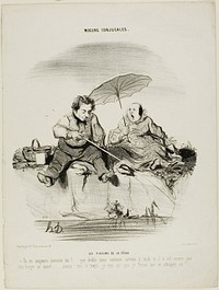 The Pleasures of Fishing. “- You are always in such a rush - Good God, we only just got here at noon and it is now only a quarter past five - Just give me a little more time, I am sure I'll end by catching one,” plate 50 from Moeurs Conjugales by Honoré-Victorin Daumier