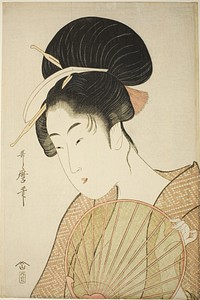 Woman Holding a Round Fan by Kitagawa Utamaro