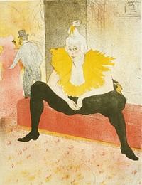 Seated Female Clown (Mademoiselle Cha-U-Kao), plate one from Elles by Henri de Toulouse-Lautrec