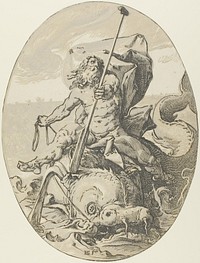 Oceanus, plate two from Demogorgon and the Deities by Hendrick Goltzius