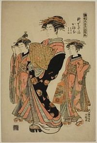 Kaoru of the Shin-Kanaya, from the series "Models for Fashion: New Designs as Fresh as Young Leaves (Hinagata wakana no hatsu moyo)" by Isoda Koryusai