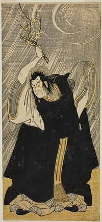 The Actor Nakamura Nakazo I as the thunder god, an incarnation of Kan Shojo, in the play "Sugawara Denju Tenarai Kagami," performed at the Morita Theater in the third month, 1780 by Katsukawa Shunsho