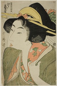 Edo Geisha, from the series "A Guide to Women's Contemporary Styles (Tosei onna fuzoku tsu)" by Kitagawa Utamaro