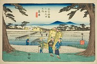 No. 65: Takamiya, from the series "Sixty-nine Stations of the Kisokaido (Kisokaido rokujukyu tsugi no uchi)" by Utagawa Hiroshige