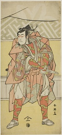 Actor Ichikawa Monnosuke II as Mori no Rammaru in “Muromacho Chronicle in Kana Script” (“Kanagaki Muromachi bundan”) by Katsukawa Shun'ei