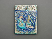 Rectangular Tile with Musician and Dancer by Islamic