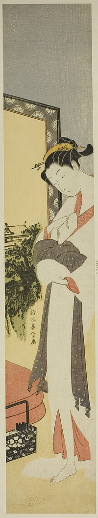 Courtesan Standing by Screen and Bed by Suzuki Harunobu