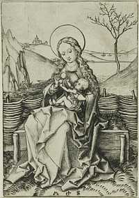 The Madonna and Child on a Grassy Bench by Martin Schongauer