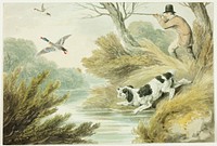 Hunter with Retriever by Samuel Howett