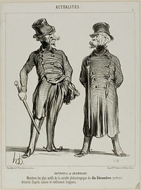 Ratapoil and Casmajou. The most active members of the philanthropic society of December 10: the portraits are drawn from nature and are of striking similarity, plate six from Actualités by Honoré-Victorin Daumier