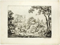 Landscape with a Mill and Castle by Achille Etna Michallon