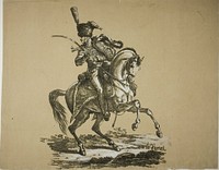 Royal Guard, Mounted Hussard and Horse, No. 6 by Carle Vernet