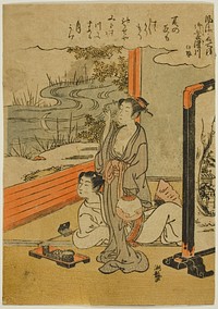 Mimosuso River in Ise Province (Mimosusogawa, Ise), from the series "Fashionable Mirrors of Famous Places (Furyu meisho kagami)" by Isoda Koryusai