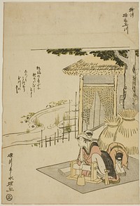 The Cloth-fulling Jewel River in Settsu Province (Settsu Toi no Tamagawa), from an untitled series of Six Jewel Rivers by Rekisentei Eiri