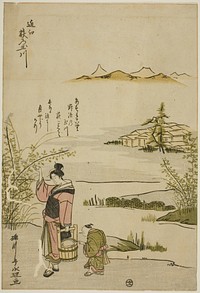 The Jewel River of Bush Clovers in Omi Province (Omi Hagi no Tamagawa), from an untitled series of Six Jewel Rivers by Rekisentei Eiri