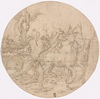 The Triumph of Time (recto); Sketch of a Stag (verso) by Style of Dirk Vellert