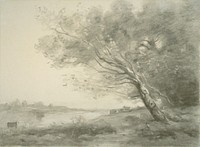 Bent Tree by the Water by Jean Baptiste Camille Corot