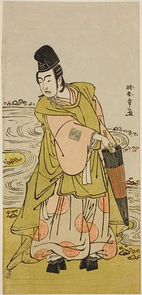 The Actor Ichikawa Yaozo II as Shii no Shosho Okinori in the Play Sugata no Hana Yuki no Kuronushi, Performed at the Ichimura Theater in the Eleventh Month, 1776 by Katsukawa Shunsho