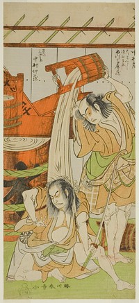 The Actors Ichikawa Komazo II as Satsuma Gengobei (right), and Nakamura Nakazo I as Sasano Sangobei (left) by Katsukawa Shunsho