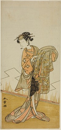 The Actor Nakamura Riko I as the Courtesan Wakamatsu (?) in the Play Gohiiki Kanjincho (?), Performed at the Nakamura Theater (?) in the Eleventh Month, 1773 (?) by Katsukawa Shunsho