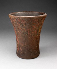 Drinking Vessel (Kero) with Floral and Animal Motifs by Inca