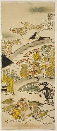 Autumn: Harvesting Rice (Aki: inekari no zu), No. 3 from the series "The Four Seasons of Farmers (Shiki no hyakusho)" by Torii Kiyomasu II