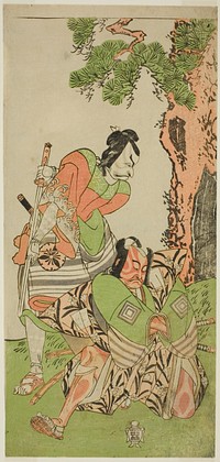 The Actors Ichikawa Danzo III as I no Hayata Tadazumi (right), and Matsumoto Koshiro II as Osada no Taro Kagemune Disguised as Yatsurugi Zaemon (left), in the Play Nue no Mori Ichiyo no Mato, Performed at the Nakamura Theater in the Eleventh Month, 1770 by Katsukawa Shunsho