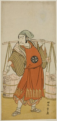 The Actor Nakamura Nakazo I as Nagasaki Kageyuzaemon Disguised as Gorohachi the Sake Seller, in the Play Hikitsurete Yagoe Taiheiki, Performed at the Morita Theater in the Eleventh Month, 1776 by Katsukawa Shunsho