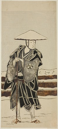 The Actor Bando Mitsugoro I as Abbot Saimyo-ji Tokiyori, Disguised as a Monk, in the Joruri "Onna Hachi no Ki" (A Female Version of "The Potted Trees") from Part Two of the Play Onna Aruji Hatsuyuki no Sekai (A Woman as Master: The World of the First Snow), Performed at the Morita Theater from the First Day of the Eleventh Month, 1773 by Katsukawa Shunsho