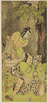 The Actors Ichikawa Danzo III as I no Hayata Tadazumi (right), and Matsumoto Koshiro II as Osada no Taro Kagemune (left), in the Play Nue no Mori Ichiyo no Mato, Performed at the Nakamura Theater in the Eleventh Month, 1770 by Katsukawa Shunsho