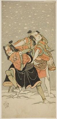 The Actors Otani Hiroji III as Kameo (right), and Sakata Sajuro I as Ario (left), in the Play Hime Komatsu Ne no Hi Asobi, Performed at the Ichimura Theater in the Ninth Month, 1768 by Katsukawa Shunsho