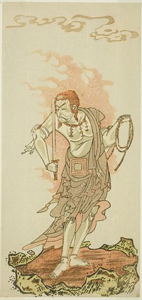 Actor Ichikawa Danjûrô V as the Buddhist Deity Fudô in “Rethatched Roof: The Moon Also Shines over the Yoshiwara Pleasure District” (“Fuke Kaete Tsuki mo Yoshiwara”) by Katsukawa Shunsho