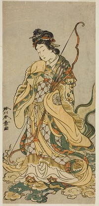 The Actor Nakamura Noshio I as the Goddes Benzaiten of Enoshima in the Play Onno Aruji Hatsuyuki no Sekai, Performed at the Morita Theater in the Eleventh Month, 1773 by Katsukawa Shunsho