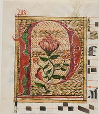 Decorated Initial "P" with Flowers from a Manuscript