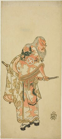 Actor Otani Hiroemon III as Hige no Ikyû in “The Soga Play: Announcement of the Spring Season by the Bush Warbler” (“Hitokidori harutsuge Soga”) by Katsukawa Shunsho