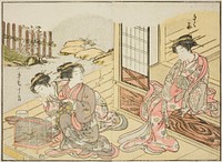 Courtesans of the Kagemanjiya, from the book "Mirror of Beautiful Women of the Pleasure Quarters (Seiro bijin awase sugata kagami)," vol. 1 by Katsukawa Shunsho