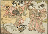 Courtesans of the Ogiya, from the book "Mirror of Beautiful Women of the Pleasure Quarters (Seiro bijin awase sugata kagami)," vol. 1 by Katsukawa Shunsho