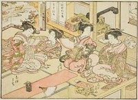 Courtesans of the Ogiya, from the book "Mirror of Beautiful Women of the Pleasure Quarters (Seiro bijin awase sugata kagami)," vol. 1 by Katsukawa Shunsho