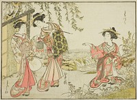 Courtesans of the Kadotsutaya, from the book "Mirror of Beautiful Women of the Pleasure Quarters (Seiro bijin awase sugata kagami)," vol. 1 by Katsukawa Shunsho