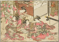 Courtesans of Shin Kanaya, from the book "Mirror of Beautiful Women of the Pleasure Quarters (Seiro bijin awase sugata kagami)," vol. 2 by Kitao Shigemasa